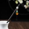 Horquilla de pétalos de Jade Hetian imitación antigua con borla, horquilla escalonada para el cabello, imitación Ébano, traje antiguo, ropa china, accesorios para el cabello