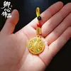 Joyería Chapada en Oro Colgante de Dragón, Pixiu, Colgante de Paz y Seguridad, Collar de Calabaza, Cadena para Suéter, Estilo Chino, Promoción para Transmisión en Vivo