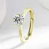 Anillo Clásico y de Moda de Moissanita de un Quilate con Seis Garras Anillo de Diamante para Mujer de Gama Alta con Montura Viva Anillo Sencillo de Venta Caliente Ocho Corazones y Ocho Flechas