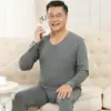 Traje de ropa interior térmica de terciopelo para hombres de mediana edad y mayores con forro polar, ropa de otoño, pantalones largos, camiseta interior, casual de otoño e invierno