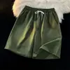 Pantalones cortos casuales de colores dulces para hombre para el verano, estilo Hong Kong, pantalones rectos holgados hasta la rodilla, marca coreana de moda, color liso, adecuados para usar al aire libre