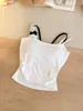 Camisole sem Costas com Tiras Duplas, Top Regata Redondo Color Block com Flor 3D para Mulheres, Lançamento de Verão com Sutiã Embutido