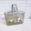 Cesta Transparente de Banheiro Portátil Desenho Animado Dormitório Estudantil Cesta de Armazenamento de Shampoo para Banho Cesta de Armazenamento Diversos para Banheiro