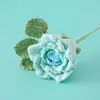 Modelo Nuevo de 26 Años Ramo de Flores de Ganchillo Terminado con Hilo de Gasa, Ramas de Rosas de Diamante Rosa, Ramo de Boda Artificial para el Día de la Mujer