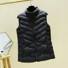 Nuevo Chaleco de Algodón y Plumas para Mujer Otoño e Invierno Corto Casual Delgado Cuello Alto Chaqueta Gruesa sin Mangas Ropa Exterior Chaleco de Algodón