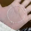 Pulseira Anel Dupla Camada Coreana em Prata Esterlina S925 para Mulheres, Design Fresco Ins de Nicho, Simples e Versátil, Luxo Acessível e Acessórios Doces
