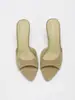 Novedades de Primavera: Sandalias de Tacón Alto con Punta Abierta Color Verde Oliva, de Moda, Elegantes, Sencillas, Versátiles, Tacones Altos Delgados para Mujer, Transfronterizas