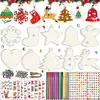 Nuevo Artesanía Navideña de Madera Transfronteriza DIY Pintura Graffiti para Niños Set Colgante Decoración de Virutas de Madera Navideñas