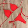Biquíni sexy de duas peças para mulheres, estilo europeu e americano, com amarração no pescoço, conjunto de três peças multicolorido ajustável