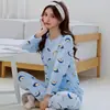 Nuevos Pijamas de Primavera y Otoño para Mujer, Pantalones de Manga Larga, Dibujos Animados Lindos, Casual y Cómodos, Ropa de Casa para Dormitorio de Estudiantes, Conjunto de Dos Piezas
