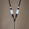Colgante Ágata Jade Cuerda para Colgar Collar para Hombres y Mujeres Cordón Hebilla de Paz Colgante de Jade Cuerda para Colgar Jade Hetian Buda Perla Barril Verde Aceite Cuerda