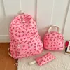 Mochila Estilo Japonês Menina Estilo Academia Laço Conjunto de Três Peças Versão Coreana Harajuku Grande Capacidade Mochila Fofa