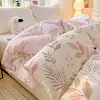 Juego de Ropa de Cama de Algodón Clase A Grado Madre-Bebé Juego de Tres Piezas Funda de Edredón Completamente de Algodón Sábana Bajera Sábana Plana Funda de Edredón Dormitorio Estudiantil