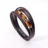 Pulsera de Ojo de Tigre de Venta Caliente Transfronteriza Europea y Americana para Hombre, Cuerda de Cuero Trenzada Multicapa, Tendencia de Personalidad de Moda, Pulsera de Cuero Versátil