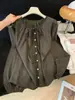 Camisa de mujer, nueva colección principios de otoño 2026, camisa de manga larga con corbata de lazo, detalles de encaje floral y de hojas, top de corte holgado con un estilo suave y elegante