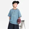 Camiseta Masculina de Verão Tendência Marca Manga Curta 2026 Nova Roupa Infantil Crianças Médias e Grandes Meia-Manga Tecido Gelado Top para Street Dance