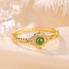 Pulsera de plata de ley Yilu S925 chapada en oro con cuentas huecas de jaspe de jade hetiano, estilo nacional, de lujo y ligera.