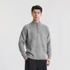 También Parada 2026 Otoño Polo de Media Cremallera con Cuello Alto para Hombre Tejido 450g Holgado Sensación de Alta Gama Suéter de Manga Larga