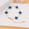 Pulseira de Aço Inoxidável com Trevo de Quatro Folhas e Cinco Flores de 13mm, Venda Quente Transfronteiriça para Mulheres, Joias Modernas de Luxo Leve, Atacado de Fábrica em Estoque
