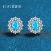 Tiktok live tesoro colorido plata de ley 925 azul marino collar de tres piezas anillo pendientes incrustados diamante de alto carbono conjunto