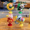 Llavero creativo de animal de dibujos animados para coche con balanceo UV, lindo panda, gato de la suerte, colgante para bolso de pareja, pequeño regalo