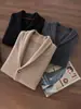 Nuevo cárdigan de cachemira para hombre, moda otoño e invierno, con cuello alto y cierre de botones, tejido para abrigar, 100% cachemira pura