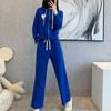 Conjunto de Sudadera Casual Deportiva de Moda para Mujer, Nuevo Conjunto de Dos Piezas Azul Klein Primavera y Otoño 2025, Adelgazante y Moderno