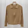 26 Nuevo Estilo Otoño/Invierno Cárdigan de Punto para Mujer con Doble Cremallera y Cuello de Solapa, Suéter de Punto Trenzado Multicolor, Abrigo Adelgazante para Mujeres Petites