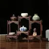 Asa de Frango Madeira Prateleira Antiga Estilo Chinês Pequeno Gabinete Multi-Tesouro Rack para Conjunto de Chá Rack de Armazenamento de Madeira Sólida Rack para Bule Rack para Enfeites Rack de Exibição