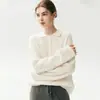 Nuevo Top de Punto de Manga Larga de Mezcla de Cachemira Otoño/Invierno 2026 con Cuello Polo, Corte Holgado, Hombros Caídos, Moderno y Versátil