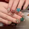 Decoraciones de Arte de Uñas con Pedrería de Flor de Cinco Pétalos Gota de Agua, Coloridas y Brillantes Accesorios de Flor con Pedrería Rosa Champaña de Punta