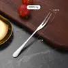 Acero Inoxidable 304 Cuchillo y Tenedor para Pastel de Luna Tenedor de Fruta de Dos Dientes Festival de Medio Otoño Hotel Juego de Regalo de Cuchillo y Tenedor para Pastel y Postre