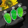 Atacado Banhado a Prata Incrustado Calcedônia Verde Gelo Pequeno Pingente de Cabaça Ágata Rosa Estilo Versátil Colar de Jade Joias Estilo Chinês