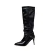 Botas apiladas, estilo europeo y americano, punta fina, tacón de aguja, botas de caña alta para mujer, talla grande, botas de otoño e invierno, transfronterizo 168-6