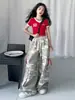 Calça Cargo Camuflada da Moda para Meninas, Moda para Crianças Grandes Jazz Street Dance Hip-Hop Primavera e Outono Cordão Calça de Perna Larga