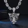 Collar con Colgante de Cabeza de Leopardo con Goteo de Aceite Incrustado de Diamantes Popular Europeo y Americano Transfronterizo Hip-Hop Calle Personalidad Moda Tendencia Accesorios