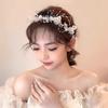 Diadema de hojas doradas de Super Fairy, corona de flores, banda para el cabello con perlas, corona nueva, dulce vestido de novia de estilo europeo, tocado para niños