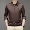 2023 TikTok nueva camiseta básica casual estilo coreano de manga larga para hombre joven y de mediana edad, top fino de color liso de moda