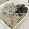 2026 nuevo scrunchie de gasa de nube con pedrería de estrella para mujer, liga para el cabello a rayas de alta gama, elegante accesorio para el cabello