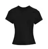 25 Verão Novo Feminino Spice Girls Cor Sólida Kardashian Mesmo Estilo Gola Redonda Slim Fit Camiseta Base Curta Manga Curta Básica