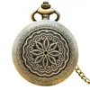 Reloj de Bolsillo Vintage de Bronce con Flor Doble de Ocho Pétalos para Hombres y Mujeres Reloj de Bolsillo de Cuarzo Reloj Grande Colgante Reloj de Regalo Reloj de Bolsillo Simple Creativo