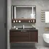 Nuevo Conjunto de Mueble de Baño de Madera de Caucho con Lavabo y Lavamanos Integrados de Cerámica Estilo Chino Conjunto de Tocador de Baño