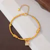 Pulseira Flor de Diamante Dourado Areia Vermelho Rosa com Galho de Flor e Caractere da Sorte Incrustado com Diamante, Pulseira Fashion de Luxo Leve para Mulheres