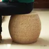 Taburete de Asiento Tejido de Paja para el Hogar, Taburete para Cambiarse los Zapatos, Taburete Redondo de Tatami, Taburete Bajo para Sala de Estar, Banco de Madera Maciza, Taburete de Sofá, Taburete Pequeño, Taburete