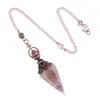 Suministro Transfronterizo Colgante Péndulo de Cristal de Color Rojo Antiguo Soporte de Flores Retro Resina Cónica Hexagonal Ágata Grava Péndulo