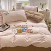 Ropa de Cama Ins Clase A Algodón Puro Juego de Cuatro Piezas Funda de Edredón Funda de Edredón de Algodón Puro Cama Sábanas de Cama Individual Dormitorio de Estudiante Juego de Tres Piezas