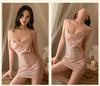 Lencería Sexy, Collar Colgante de Cadena Brillante Sexy, Espalda Descubierta y Falda de Cadera, Traje de Malla con Lentejuelas Estilo Nightclub Pura Pasión
