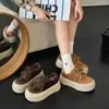 Zapatillas Blancas de Piel de Vaca de Primera Capa para Mujer, Nuevo Estilo Otoño 2026, Zapatos de Plataforma Gruesa para Aumentar la Altura, Zapatos Casuales Versátiles Vintage para Mujer