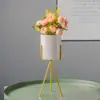 Cachepôs de Cerâmica Branca Simples em Estilo Europeu Personalizados com Plantas Verdes Simuladas e Suculentas, Criativos Vasos de Mesa Internos de Arte em Ferro