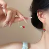 Pendientes de borlas de flores coloridas súper de cuento de hadas, pendientes de botón y argollas dulces de nicho de alta gama, pendientes exagerados estilo vacacional